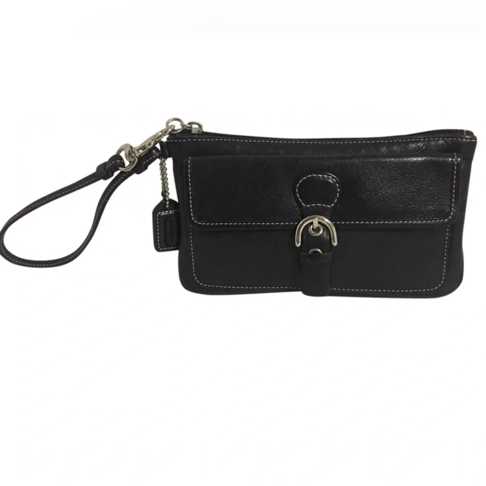 Coach vintage black leather wristlet